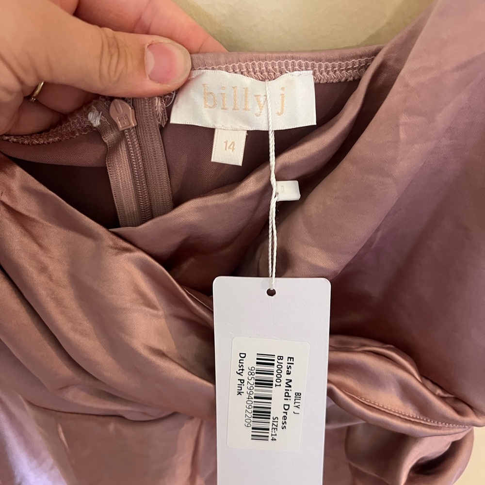 billy j Dusty Pink Satin Dress